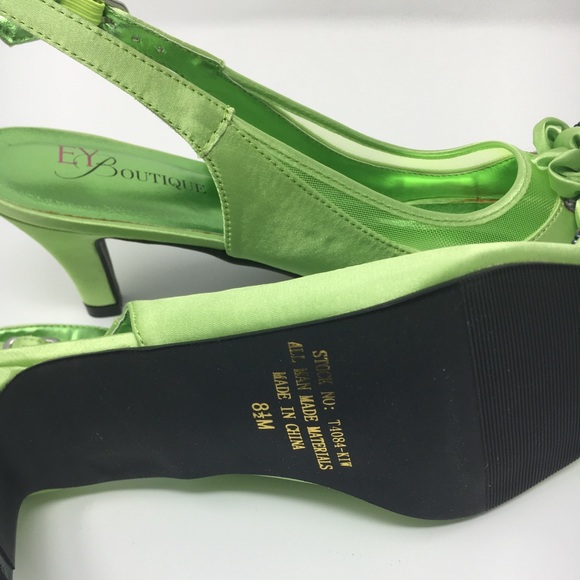 EY Boutique Women's Green Satin 2.5 Inches Heel - Picture 16 of 16